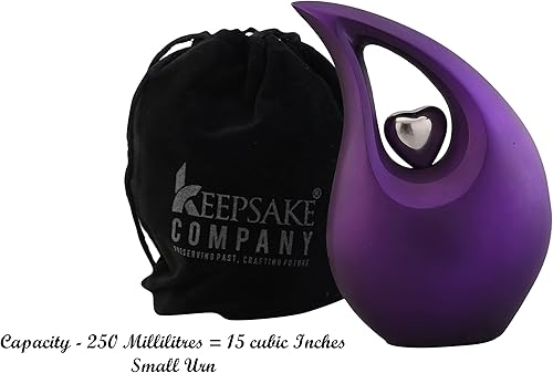 Miniatura 4 de Urnas medianas moradas para cenizas humanas con corazón plateado (6 pulgadas de altura) - Urna mediana única - Urna decorativa - Urna de cremación -