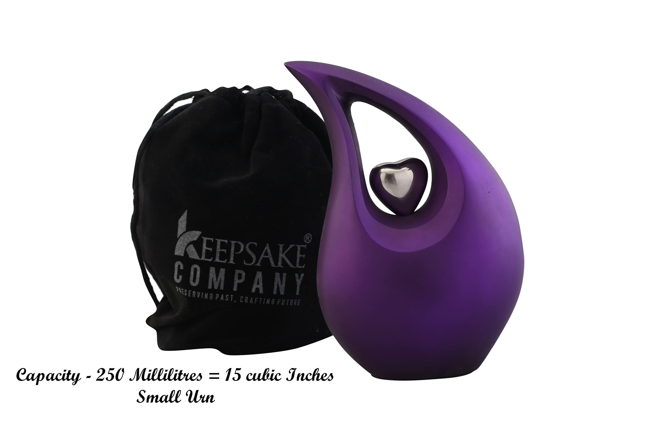 KEEPSAKE COMPANY Purple Tear Drop Medium Urns for Human Ashes with Silver Heart (6 Inch Height) - Image 4