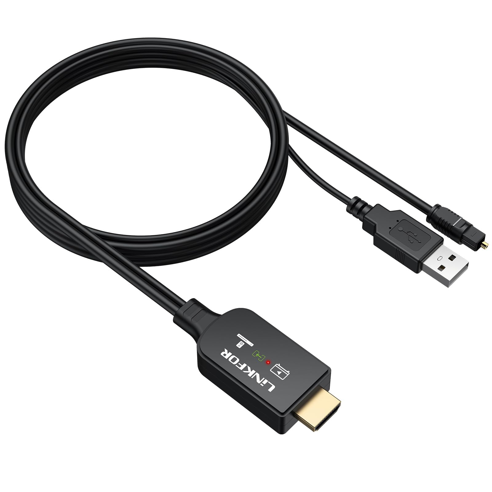 LiNKFOR eARC/ARC na optyczny kabel do ekstraktora audio (1,5 m), uniwersalny adapter HDMI ARC na TOSLINK, obsługuje 192 kHz/24 bit, DTS 5.1, Dolby Digital, Plug and Play, do telewizora na soundbar