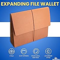 Vista 2 de 1InTheOffice Expanding File Wallet with Flap and Cord Closure, 5-1/4" Expansion, Legal Size (2 Pack)