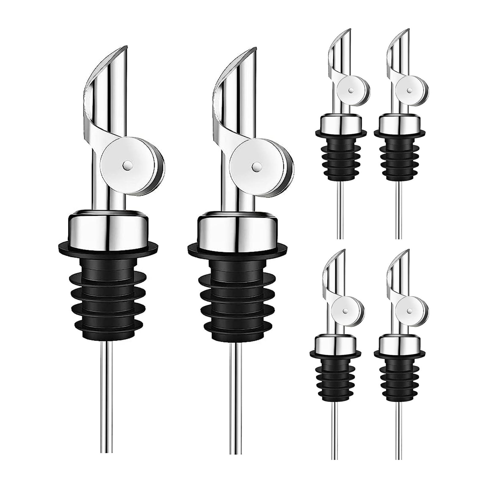 Pafuen 6 Pack Liquor Pour Spout, Oil Pourer, Olive Oil Pour Spout for Olive Oil Dispenser (Silver)