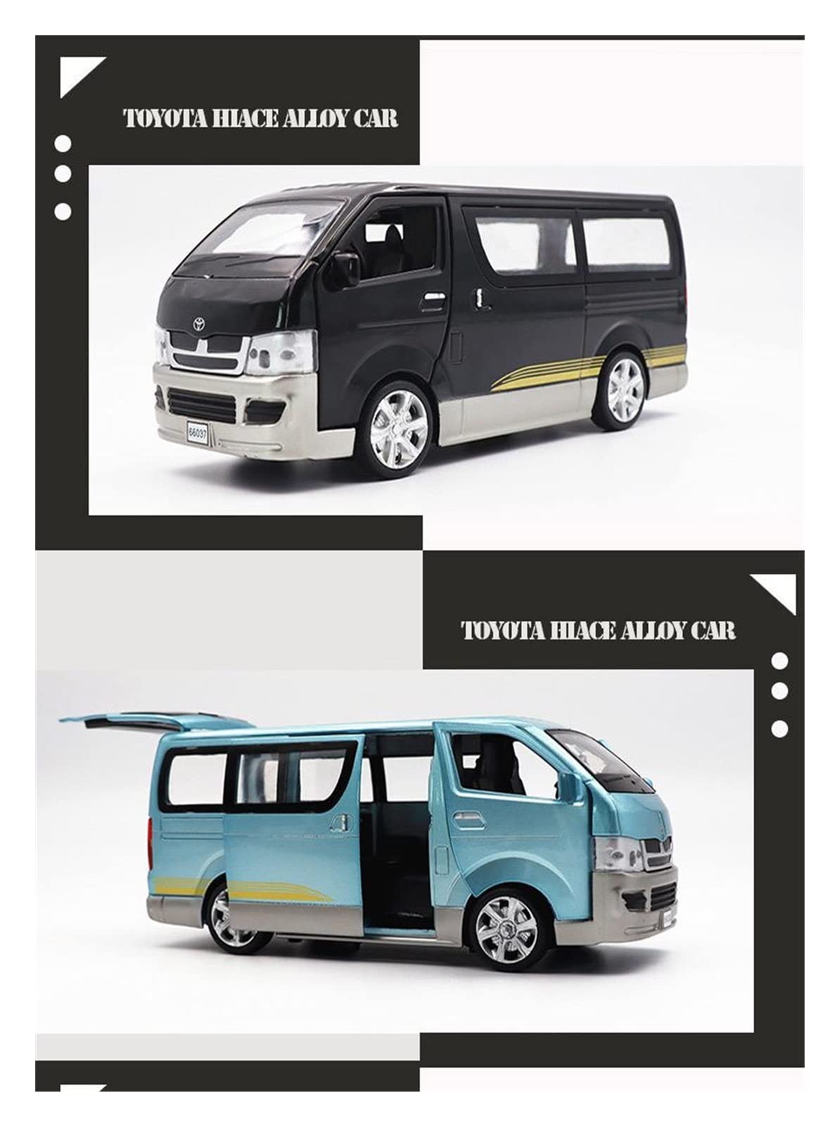 Modèle De Voiture À Échelle 1/32 pour Toyota Hiace MPV Alliage Moulé sous Pression Modèle De Voiture Collection Enfants Jouets Véhicules Cadeau De Noël Réplique Fidèle De Voiture (Color : Black