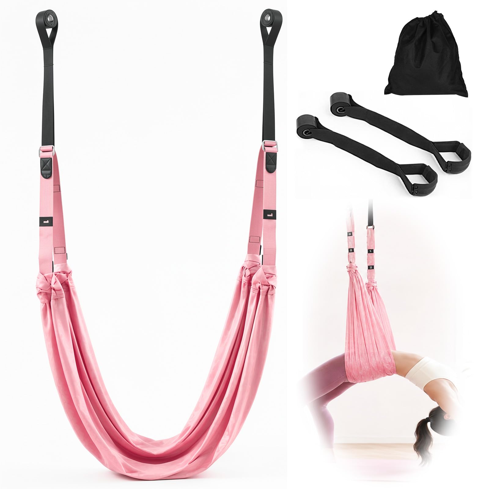 Yoga Stretching Strap, Adjustable Leg Stretcher Aerial Rope for Back Pain