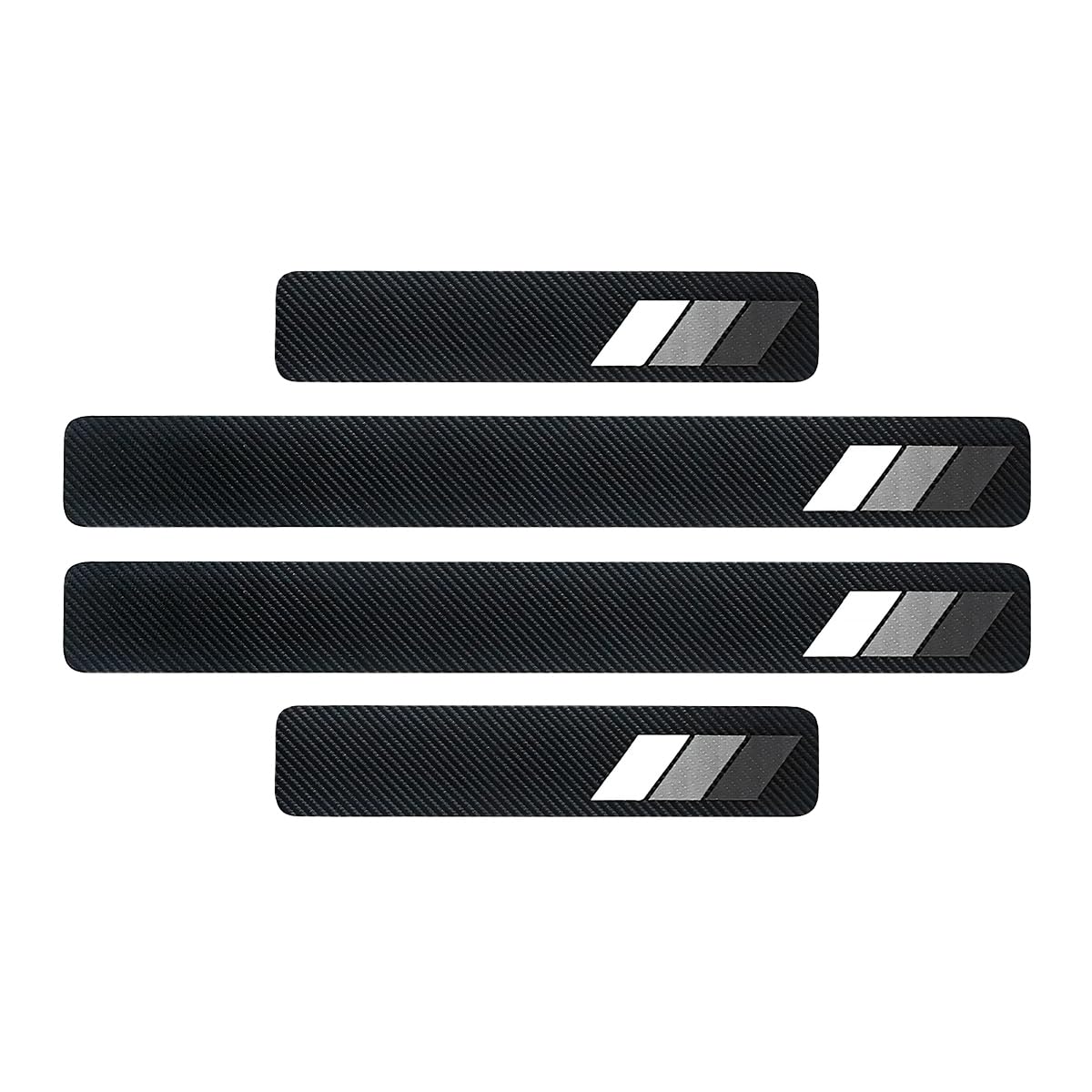 4PCS Tri-Color Door Sill Protectors, Anti-Scratch Carbon Fiber Entry Step Guard Sticker, Universal Car Front/Rear Door Threshold Protection Stripe for Most Vehicles (Black)