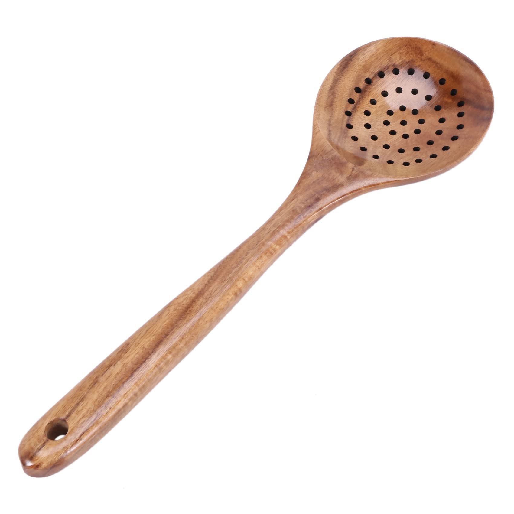 Küchenutensilien-Set, Holzlöffel zum Kochen, natürliches Teakholz, Küchenspatel-Set, inklusive 14 Stück