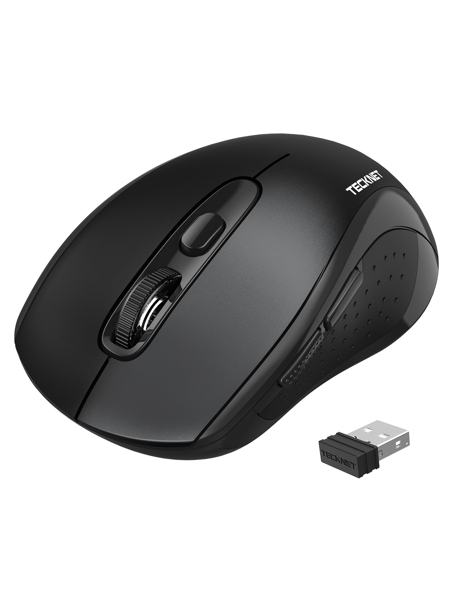 TECKNET Wireless Mouse for Laptop, Silent Bluetooth Mouse(BT5.0 & 2.4G) 4000DPI Adjustable, Computer Portable PC Quiet Mice with USB-A Receiver & 6 Buttons for Mac, 18 Months Battery