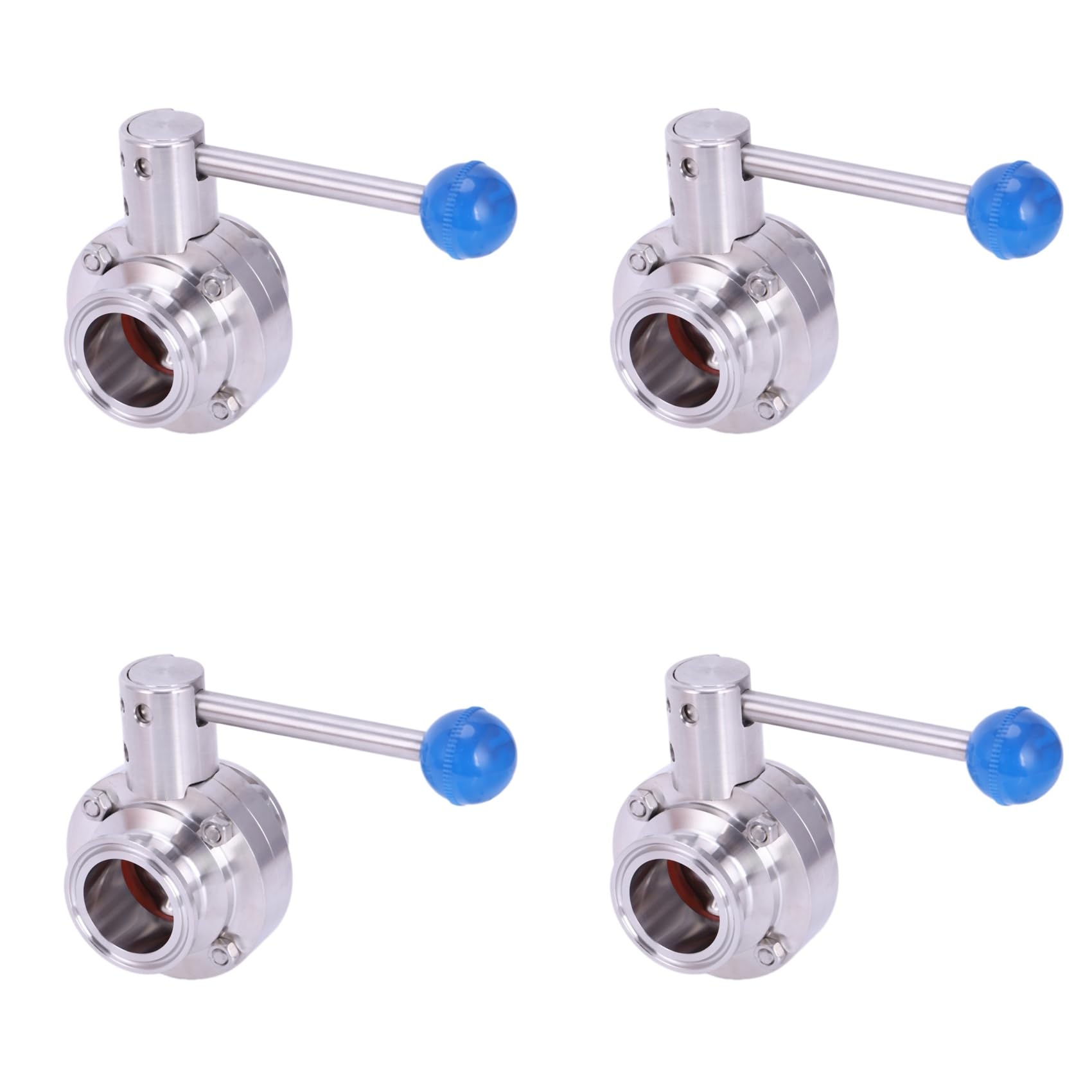 Jnchdghwa Silver 4Pcs 38Mm Sus304 Stainless Steel Sanitary 1.5Inch Tri Clamp Butterfly Control Valve Homebrew Beer Dairy Product