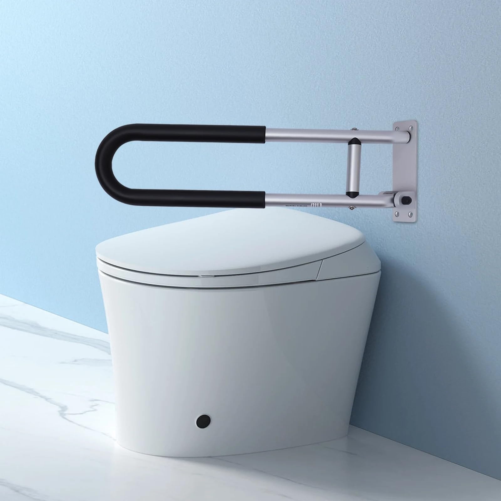 Barandilla plegable para el inodoro Barra de agarre for inodoro, pasamanos ducha soporte seguridad for baño aleación aluminio antideslizante montado en la pared