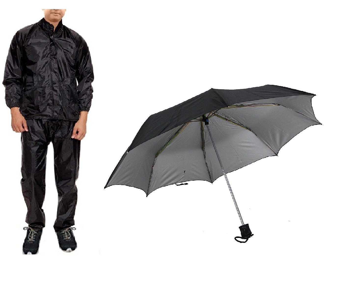 Combo of Men Black Rainsuit and Black Umbrella with Carry CoverMedium-image-49