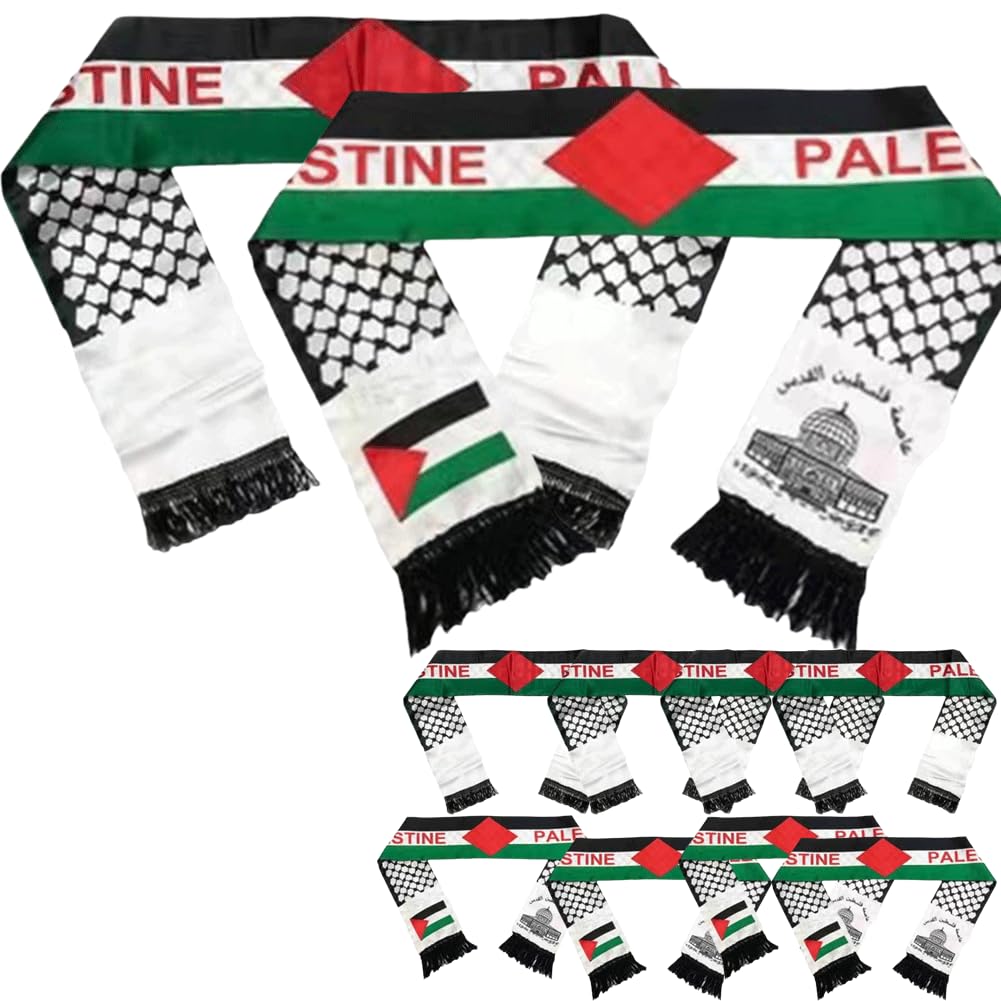 Generic10PCS Palestine Flag Scarf for Women Men,Double Side Scarf Palestine Satin Scarf,Palestine Flag Shawl Sash Stole Wraps Scraf