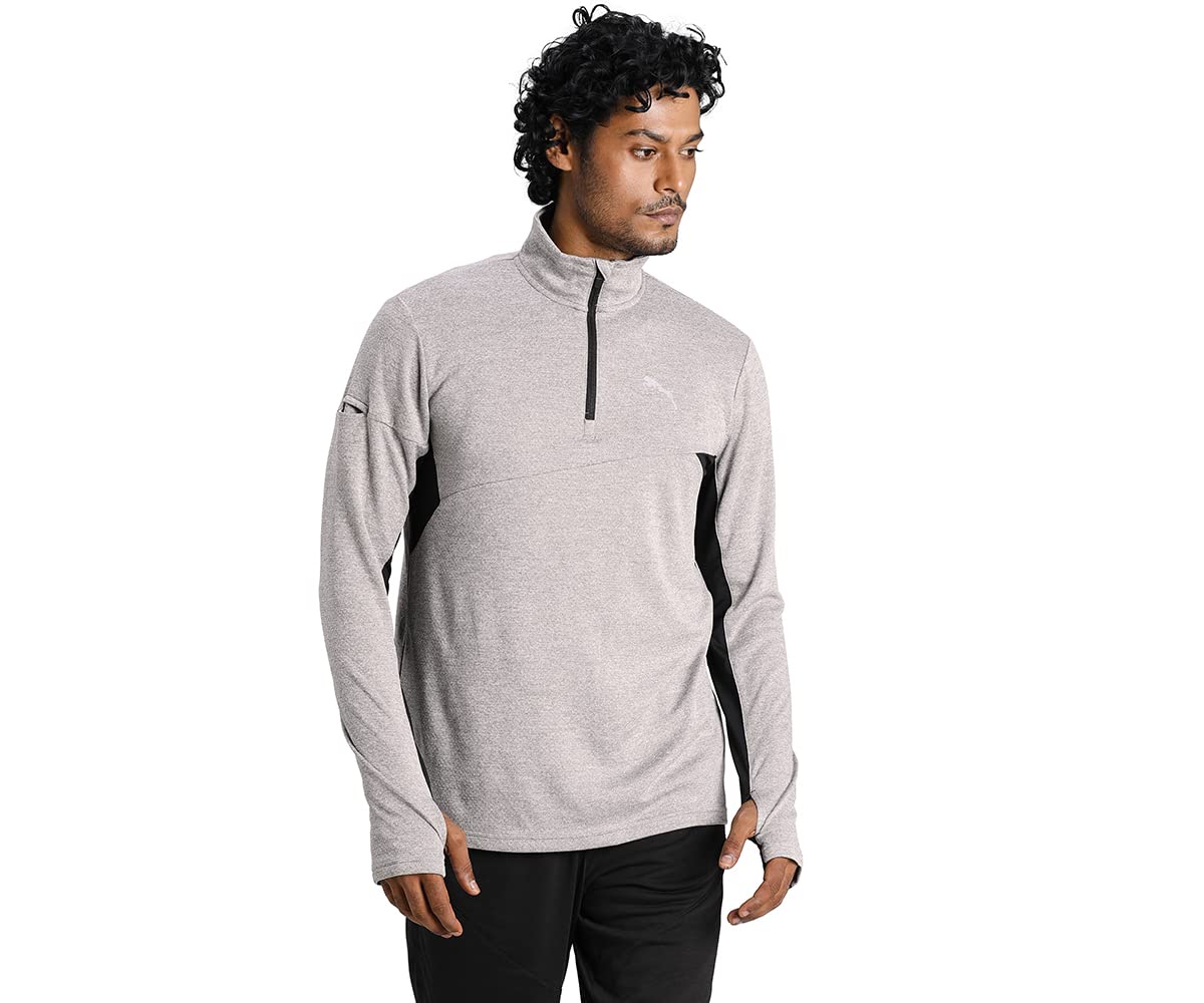 puma Men, Run 1/4 Zip Midlayer, Medium Gray Heather-Black, XS, (51937602)-picture-11