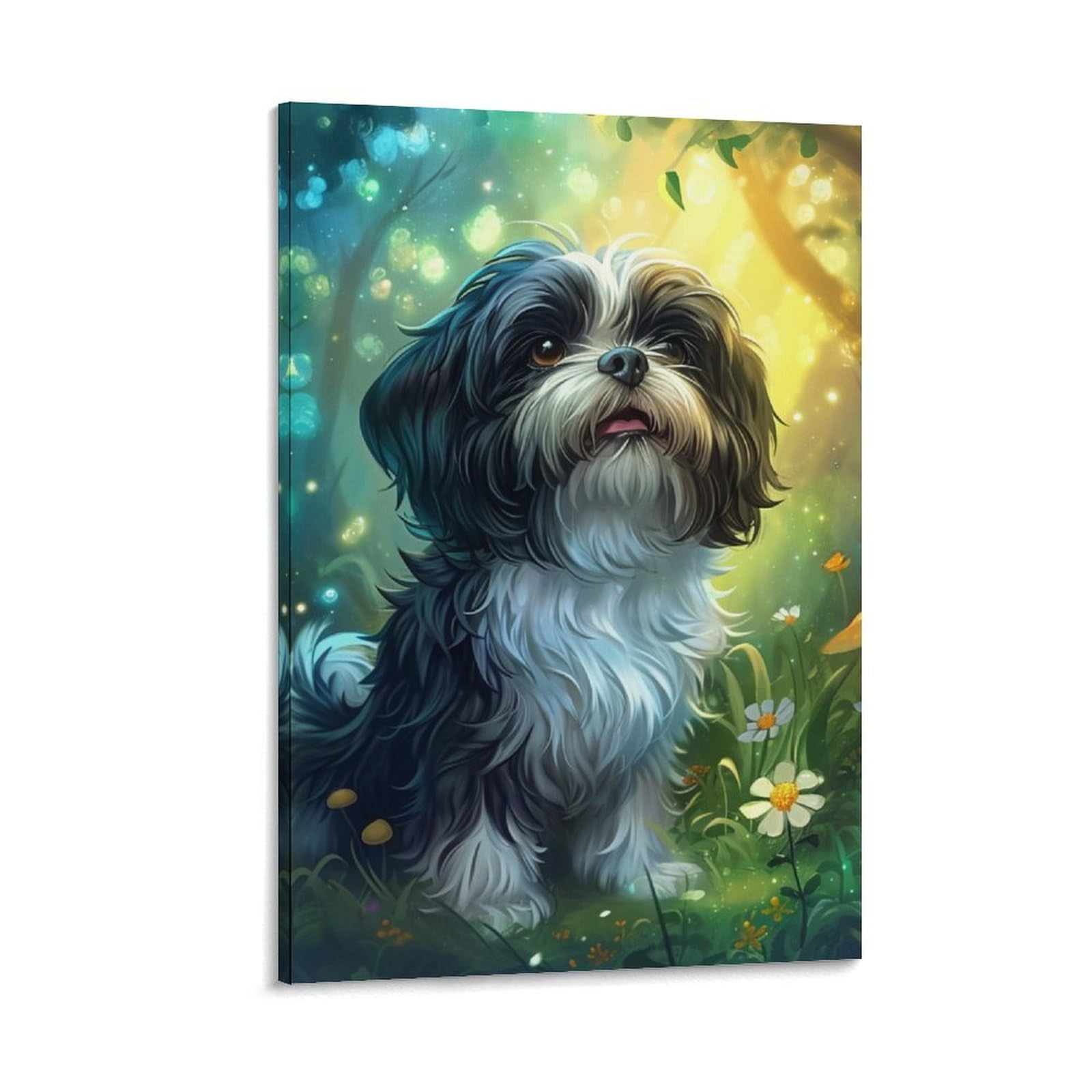 DHBANEIOK Shih Tzu Art - Oil Paintings Reproduction Modern Giclee Canvas Print Artwork Pictures on Canvas Wall Art for Home Office Decorations 08x12inch(20x30cm)