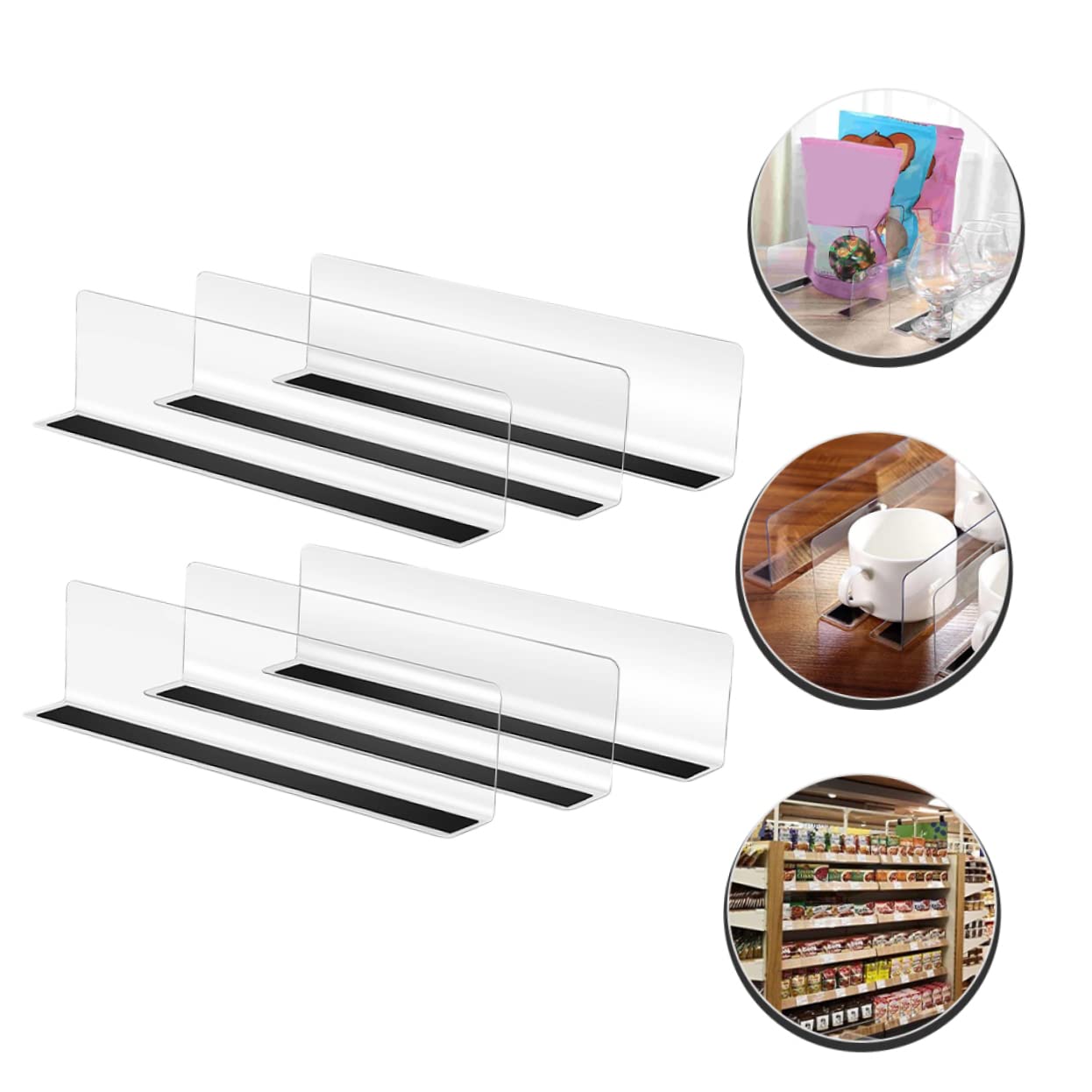 12 separadores magnéticos para estantes de libros para armario y gabinete, separadores transparentes para estantes magnéticos para armario de mascotas, estantes magnéticos y kit de divisor de cajones