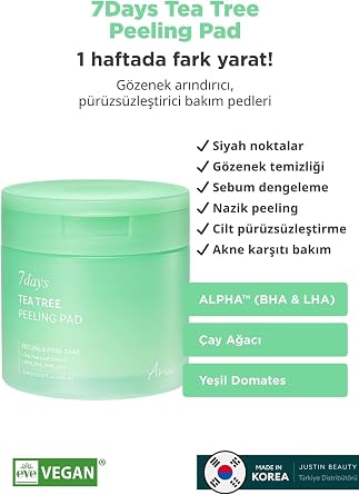 Ariul 7Days Tea Tree Peeling Pad - Çay Ağacı Gözenek Arındırıcı Peeling Ped
