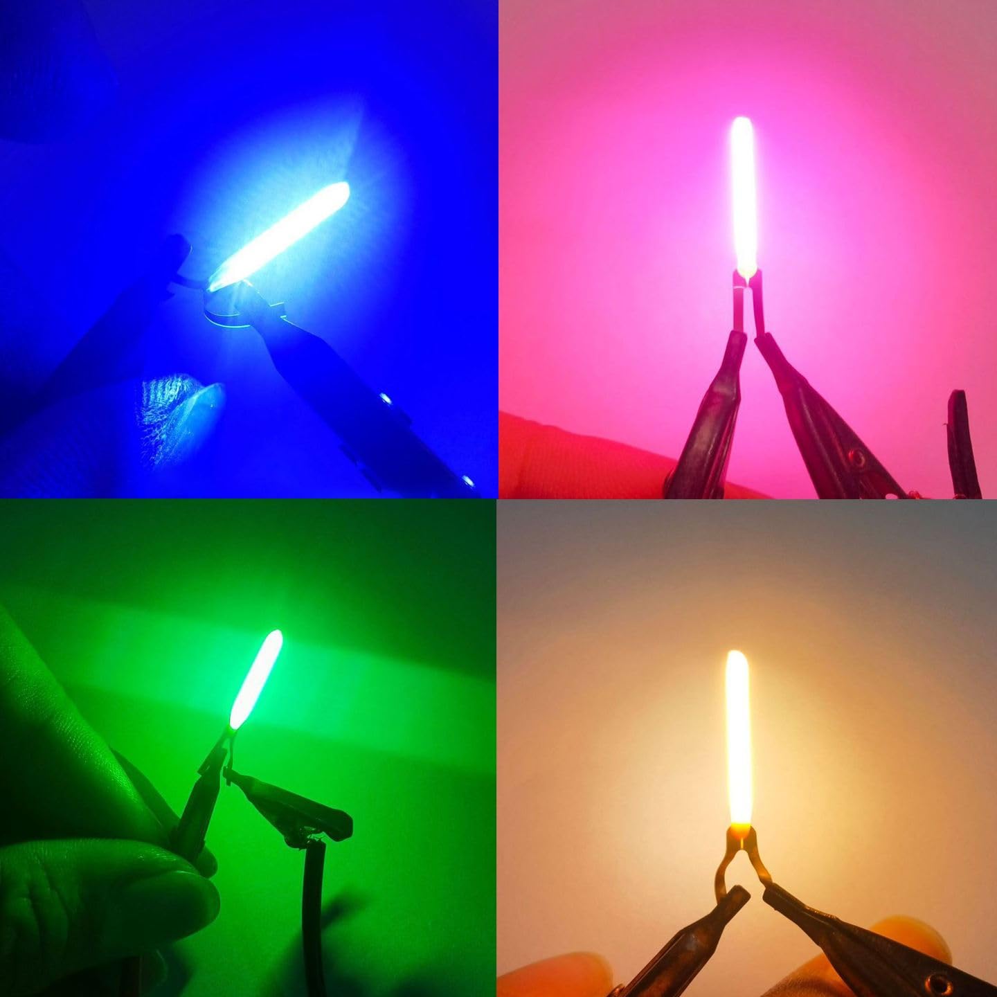 Confezione da 4 filamenti LED flessibili blu da 80 mm con terminali alla stessa estremità per un facile cablaggio fai da te, diodo 3 V per progetti di illuminazione personalizzati