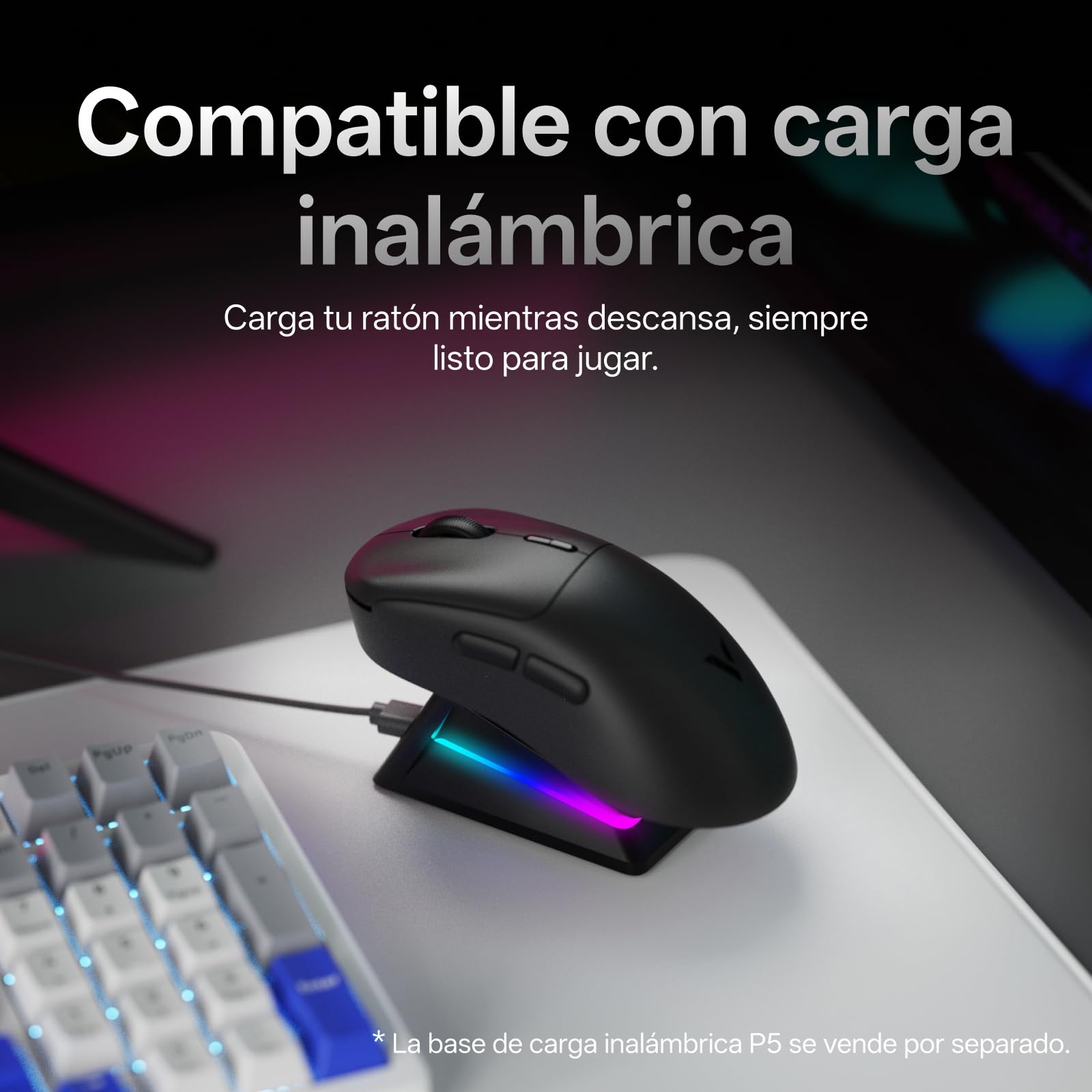 Rapoo VT3 MAX Gen-2 Ratón Gaming Inalámbrico, Sensor Paw 3950 Ultimate, 30000DPI, Verdadero Sondeo de 8000 Hz, Ultraligero 53g, Batería de hasta 750h, Interruptor Óptico 120M, 10 Botones Programables
