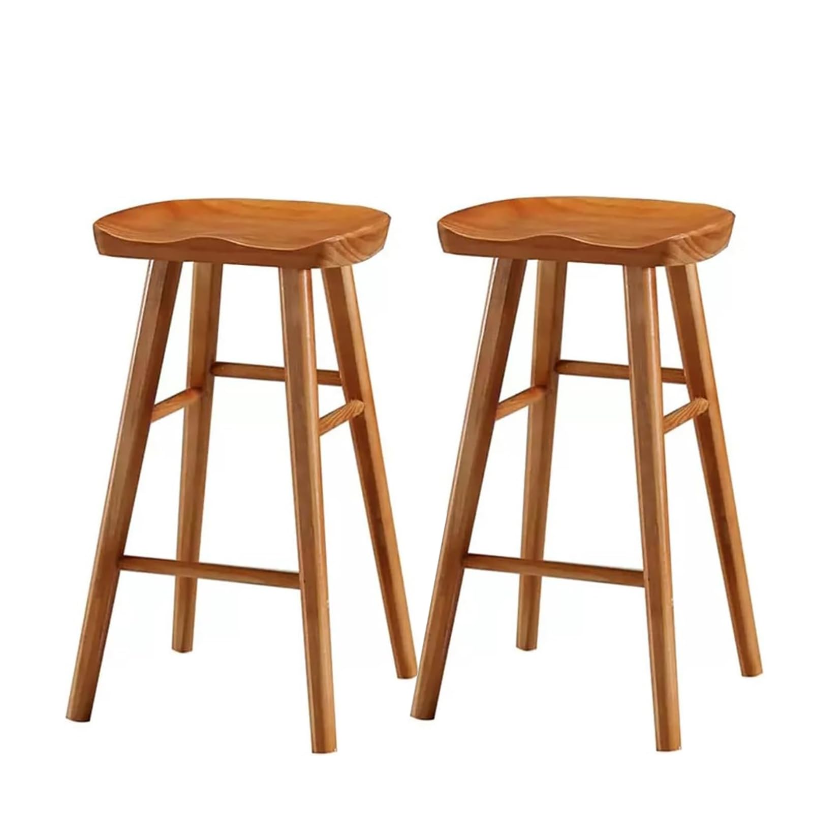 STUIJKVSZ Solid Wood Bar Farmhouse Backless Bartsools,Counter Height s with Wood Top,Footrest,Contemporary Bar Chair for Kitchen Counter Island Pub(Brown Seat Height 21.6", 2 Pc)