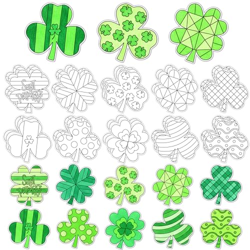 Trèfle à colorier en lot de 30 pièces pour animer facilement un atelier de loisirs créatifs