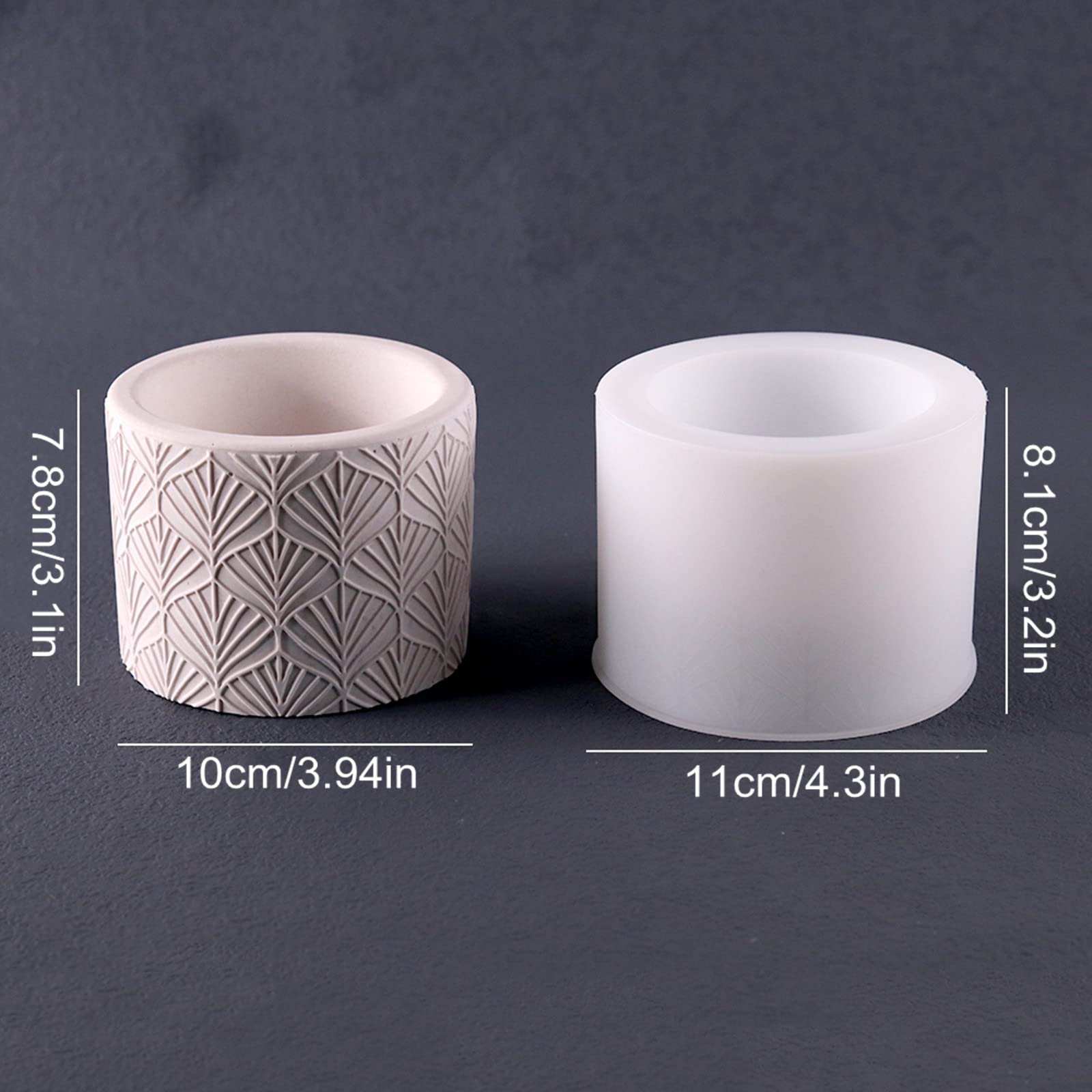 Round Vintage Pattern Concrete Flower Pot Silicone Mold Plaster Succulent Planter Vase Mold Candle Pen Holder Epoxy Resin Cement Clay Mould