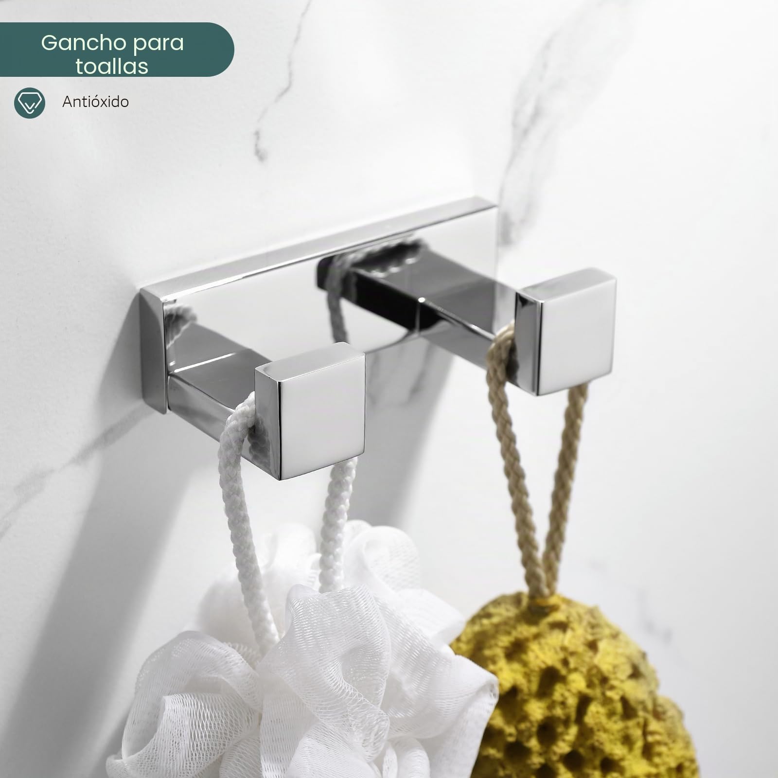 Juego de Accesorios de baño de 4 Piezas, Juego de toalleros cromados, Juego de Accesorios de baño de Acero Inoxidable montado en la Pared, 23.6 Pulgadas