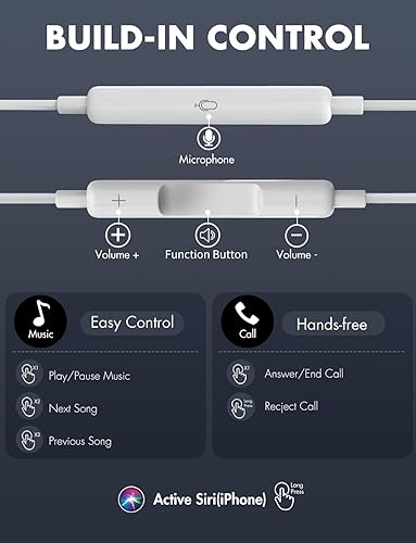 Miniatura 4 de Antool Wired Earbuds,【Ultra Clear Calls & no Noise】 Headphones Earbuds Wired 3.5mm, in-Ear Earphones with Mic, Compatible with