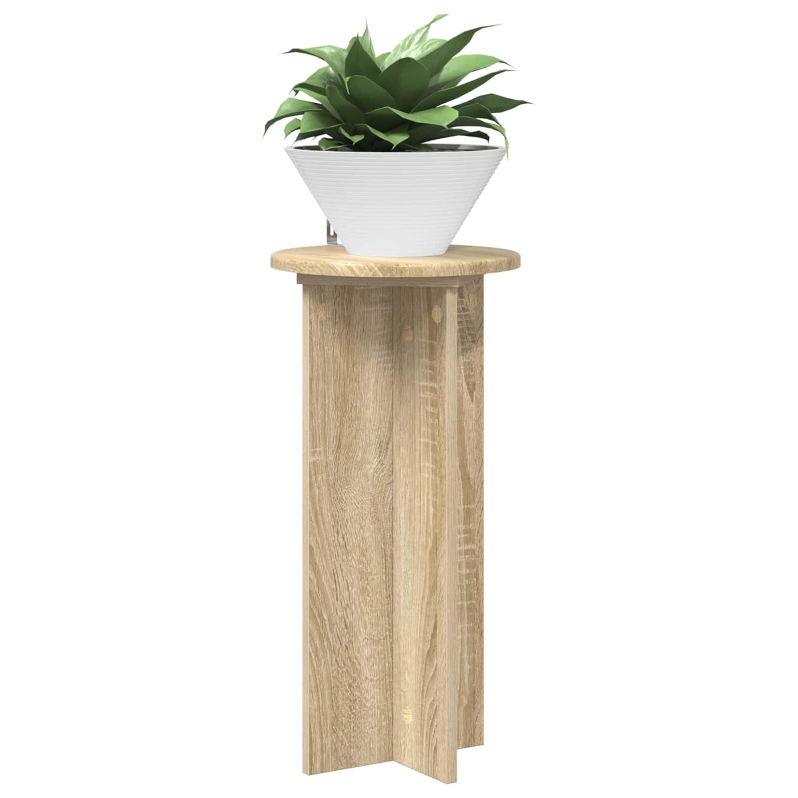 Set di 2 supporti per piante in rovere Sonoma, 29,5 x 29,5 x 60 cm, per interni, moderno, stabile, per piante da interni, bonsai, erbe aromatiche