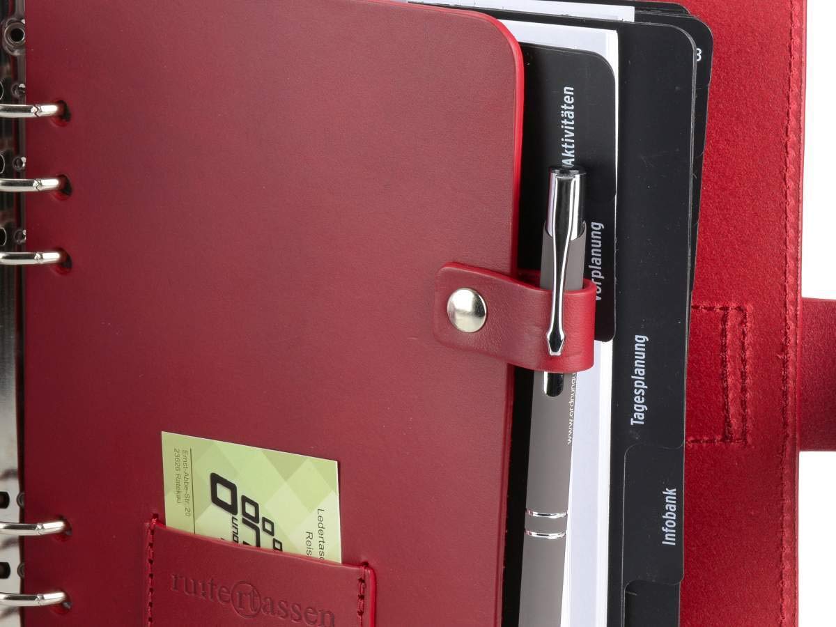 Ruitertassen Terminplaner A5 Leder rot Terminkalender mit Systemeinlage und Kalender 2025