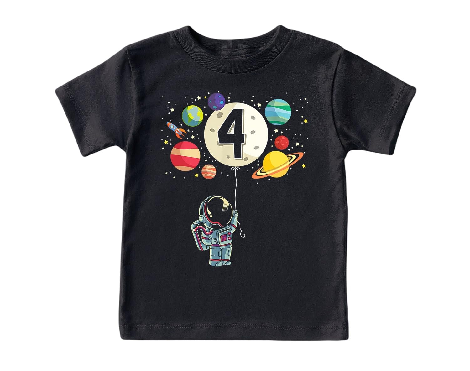 GenericFourth Birthday Astronauts Toddler Shirt 4th Birthday Rocket Space Moon 4 Year Old Shirt Boys Tee Black Kid T Shirt