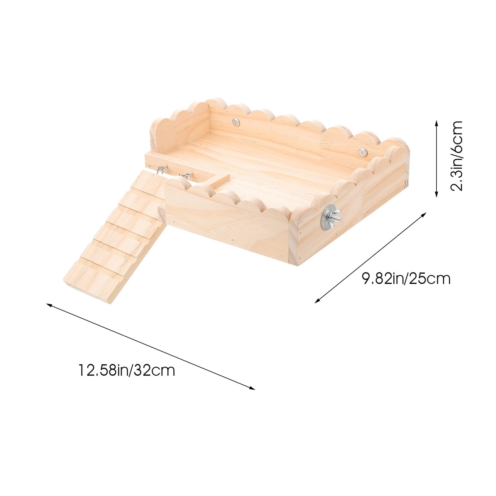 TEHAUX Plateforme Jouet en Bois pour Lisse Surface Hamster Échelle Design à Vis Naturel et Cage d'animaux comme Cochon d'Inde et Oiseaux