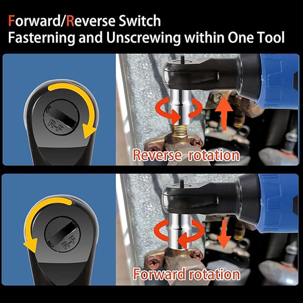 Carraca Electrica,Llave Ruedas Coche,Llaves Fijas Con Carracas,Carraca 3/8, Llave De Impacto Electrica,60 Ft-Lbs(100 Nm) 18 V,2 x 4,0 Ah Batería, 260 Rpm Velocidad Variable (Azul)