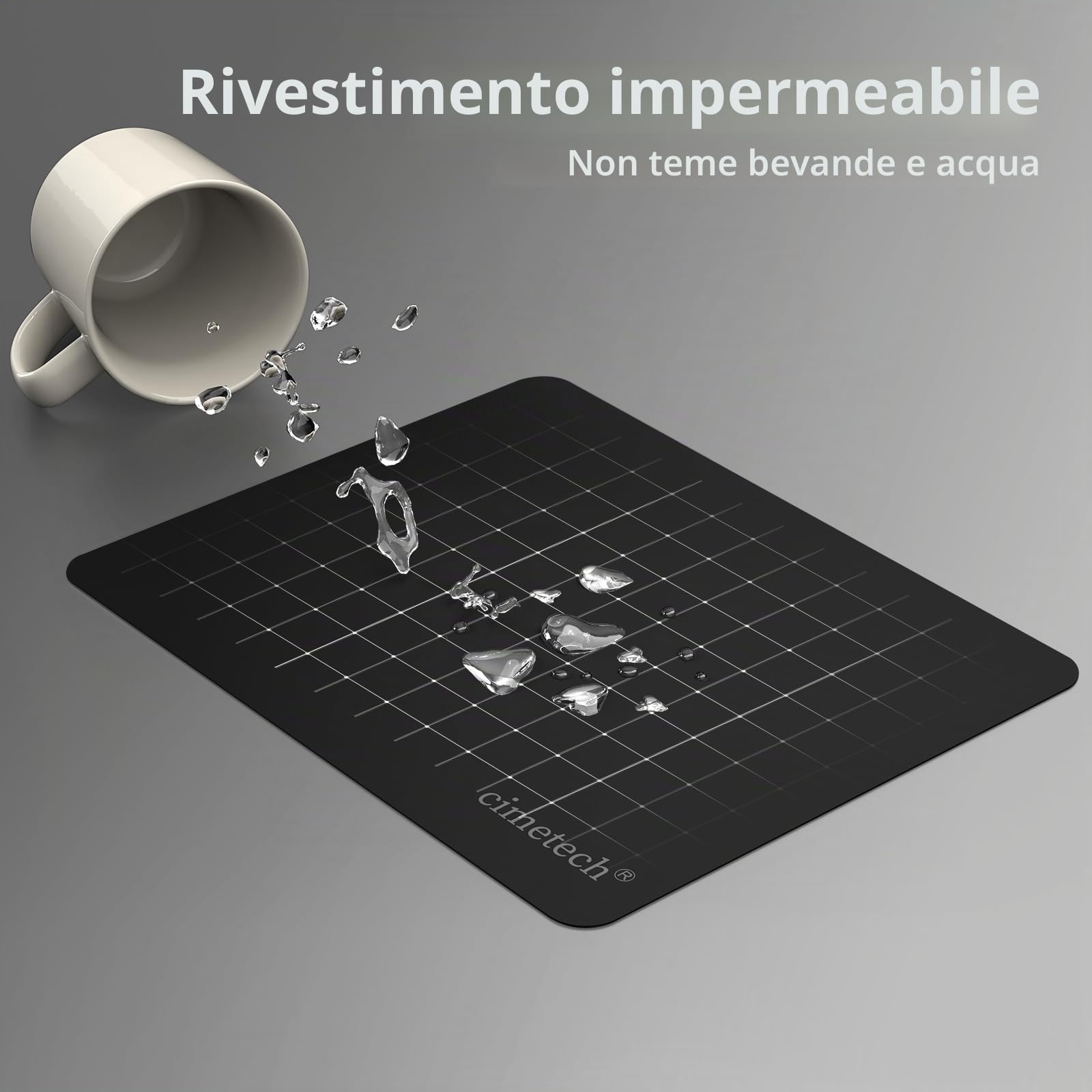 cimetech Tappetino per Mouse in Fibra di Seta Liscia Antiscivolo Lavabile Nero Black