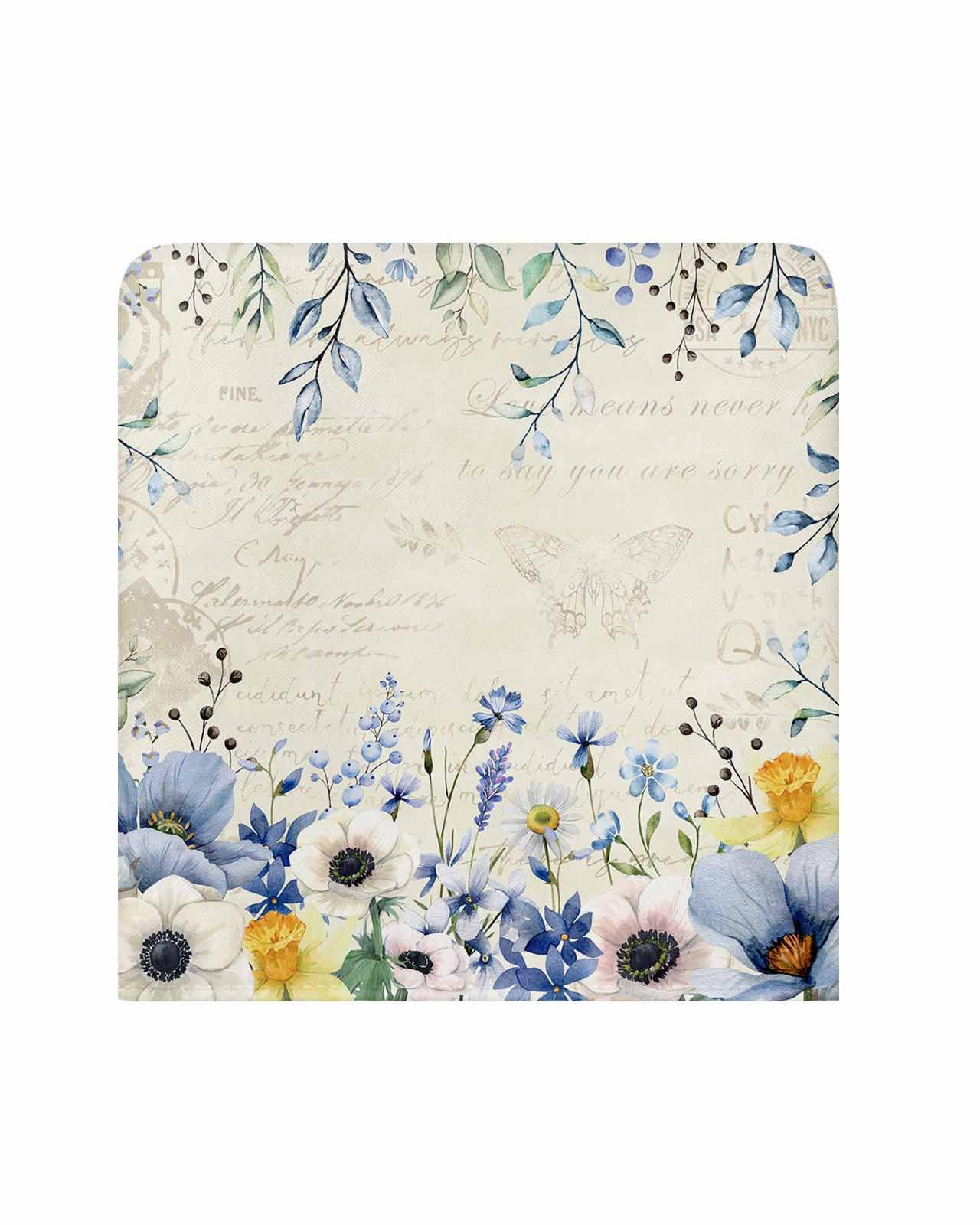 Pinroote Blue Spring Floral Chair Covers - 4 Pcs Dining Room Chair Back Covers, Summer Botanical Chair Slipcovers, Vintage Flowers Removable Chair Protectors Covers for Kitchen/Banquet/Party 19