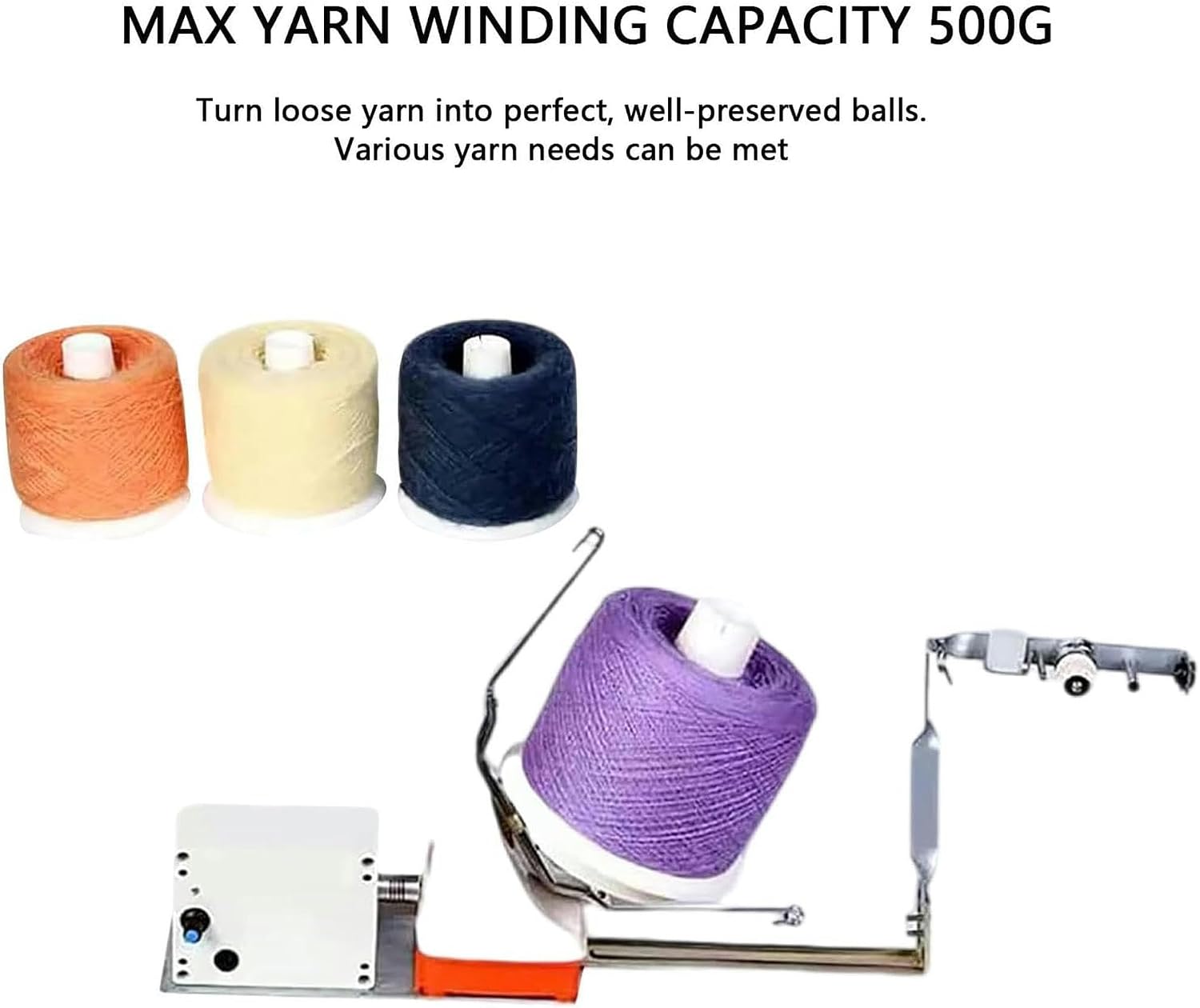 Electric Yarn Winder, Adjustable Speed Yarn Ball Winder, Max Capacity 500g, Multi-Layer Yarn Combination, Household Wool Twisting Machine