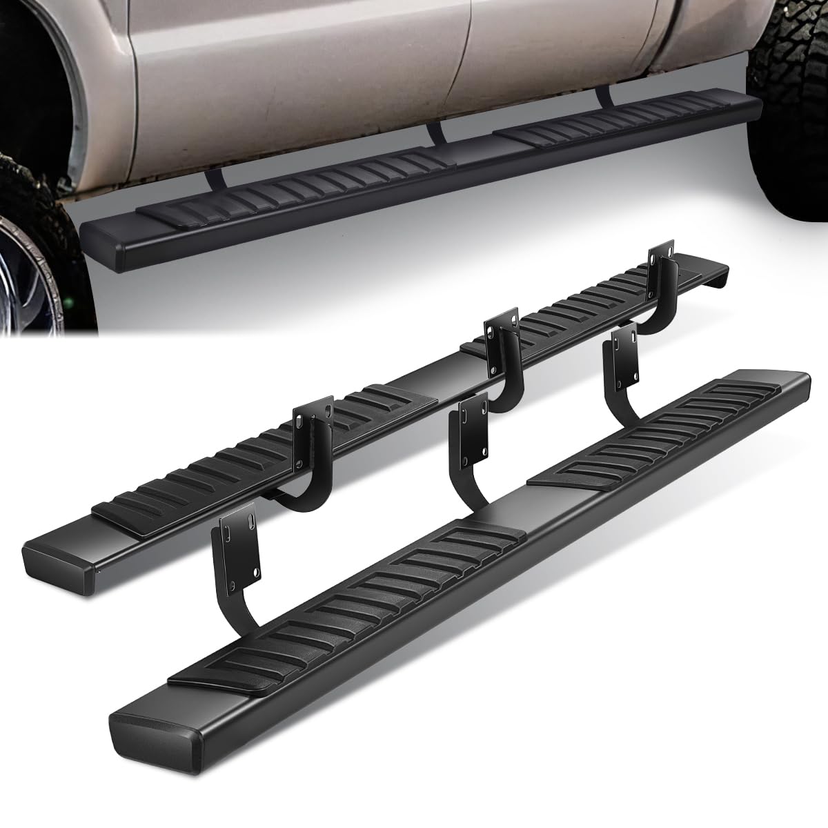 D SOLUTIONS Pair of Stainless Steel Running Boards Side Step Bars Compatible with 1999-2016 Ford F250 F350 F450 F550 Super Duty Crew Cab, 450LBS