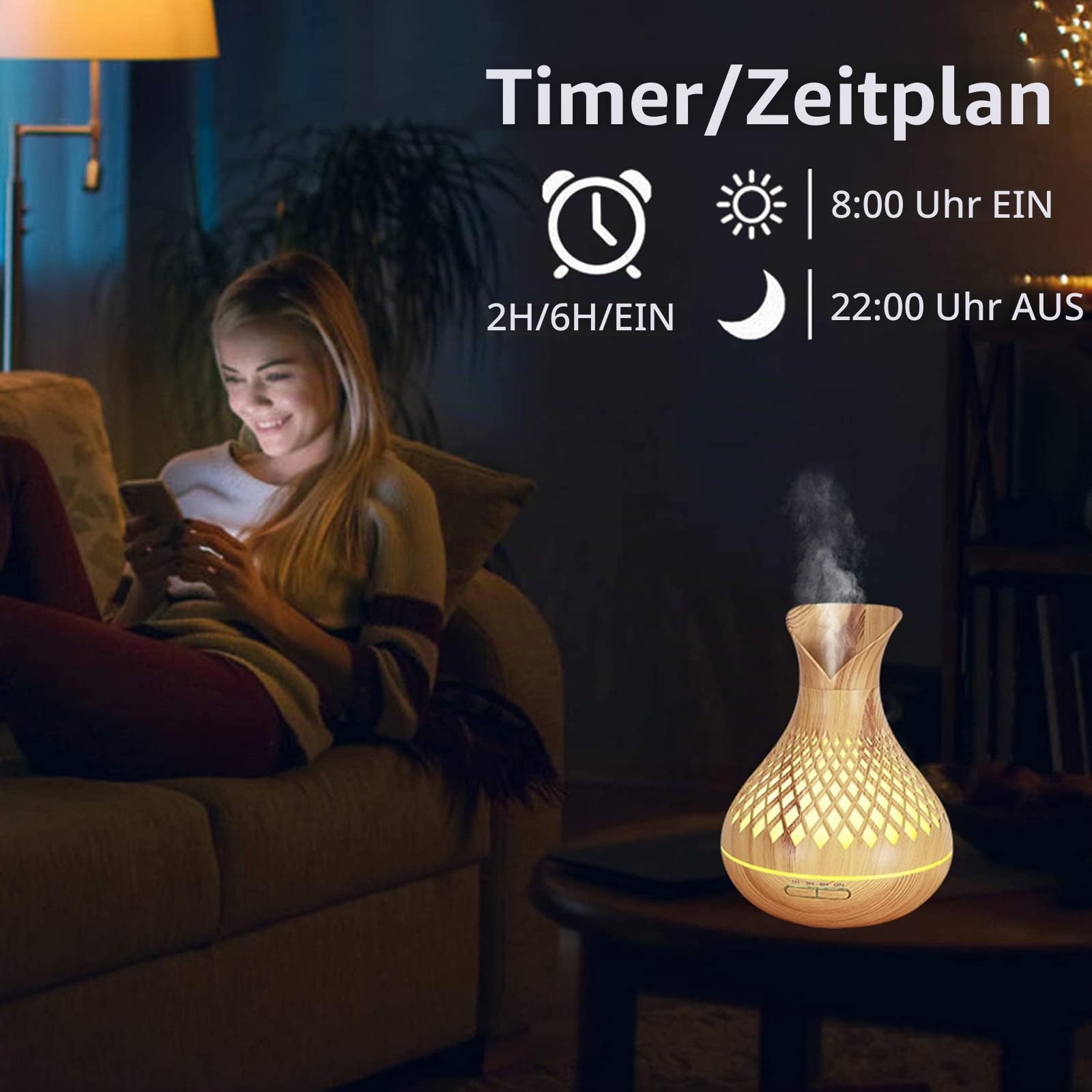 Smart Alexa Aroma Diffuser mit Ätherische Öle Set, 500ml WiFi Duftöl Diffuser Luftbefeuchter, Kompatibel Alexa/Google Home und App Kontrolle, 7 Farb-LED, Zeitpläne Erstellen und 4 Timer, Auto-Off
