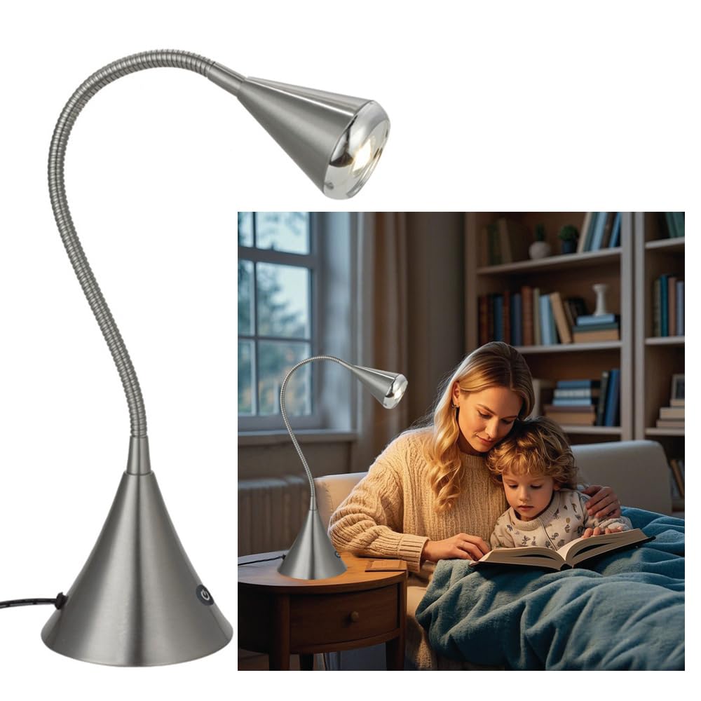 HomeFocus - Bedside Table Lamp LED Desk Lamp Reading Light Eye-Caring for Reading Lamp LED 5W Touch dimmable