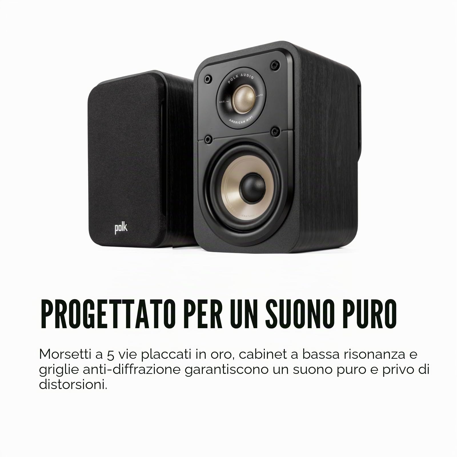 Polk Audio SIGS10ELWT, Signature Elite ES10 - Diffusore con Certificazione Compatibile con Dolby Atmos e Dts: X, Tweeter da 1" e Woofer da 4", Coppia, Bianco