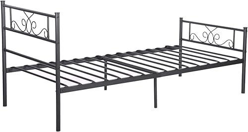 Miniatura 28 de Weehom Marco de cama de metal individual para estudiantes y niños, tamaño individual con diseño único de flores, marco de metal resistente,