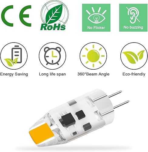 Miniatura 4 de Bombilla LED G4 de 1 W equivalente a 10 W T3 JC tipo Bi-Pin G4 bombilla halógena, ACDC 12V blanco cálido 3000K G4 bombilla para luz debajo del