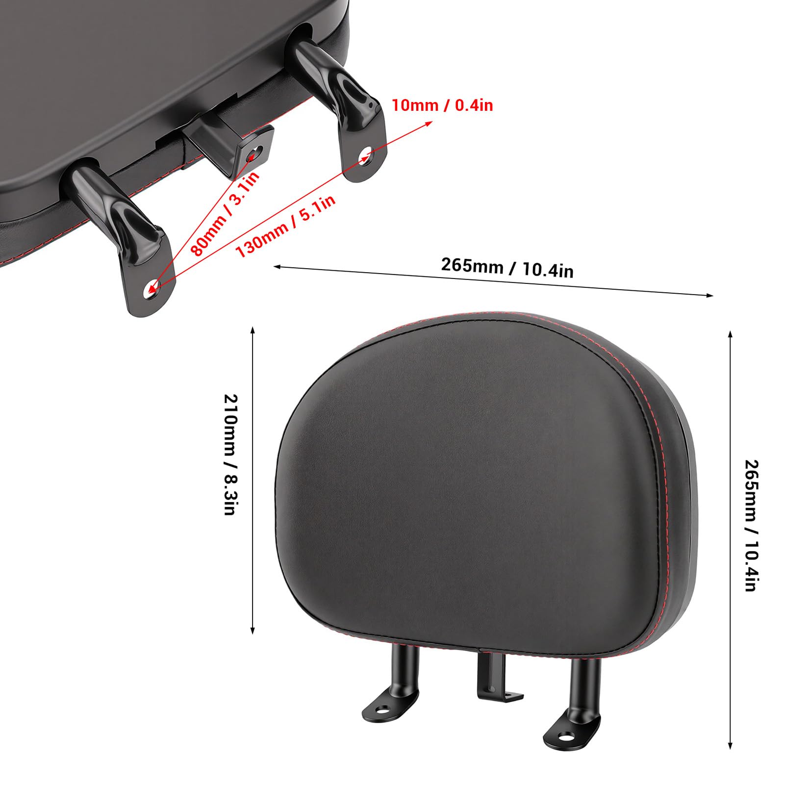 Akozon Supporto di Sicurezza per Schienale Passeggero ATV, Cuscino Morbido in Schiuma PU Ad Alta Resilienza e Staffa in Lega di Acciaio da 3 Mm Adatta per Scooter Cruiser Ciclomotore