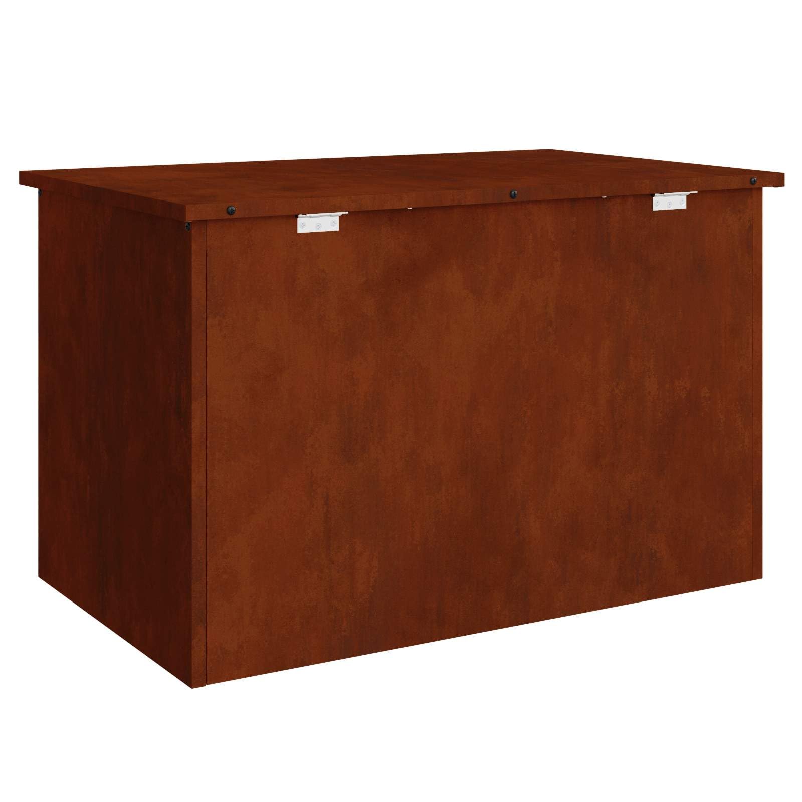Cassa Per Cuscini Da Giardino Acciaio 80 x 50,5 x 50 cm Ruggine | Cassone per terrazza in metallo, cassa di stoccaggio con coperchio a gas, resistente alle intemperie, per esterno