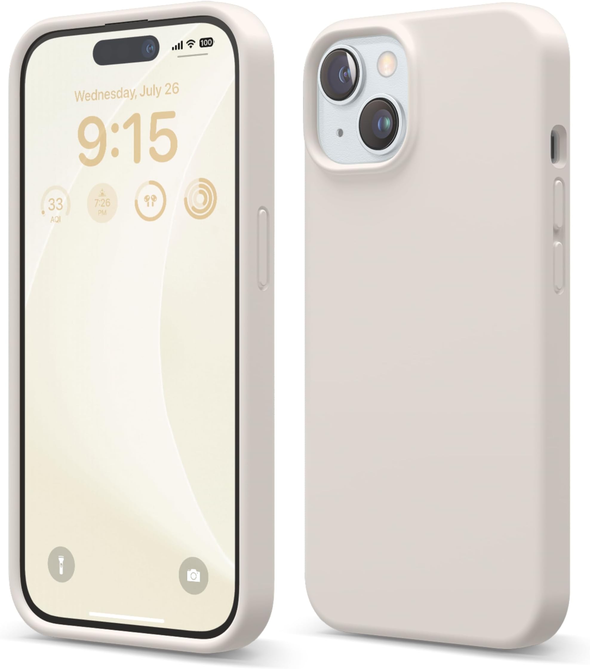 elago Liquid Silicone for iPhone 15 case cover Full Body Protection, Shockproof, Slim, Anti-Scratch Soft Microfiber Lining - Stone