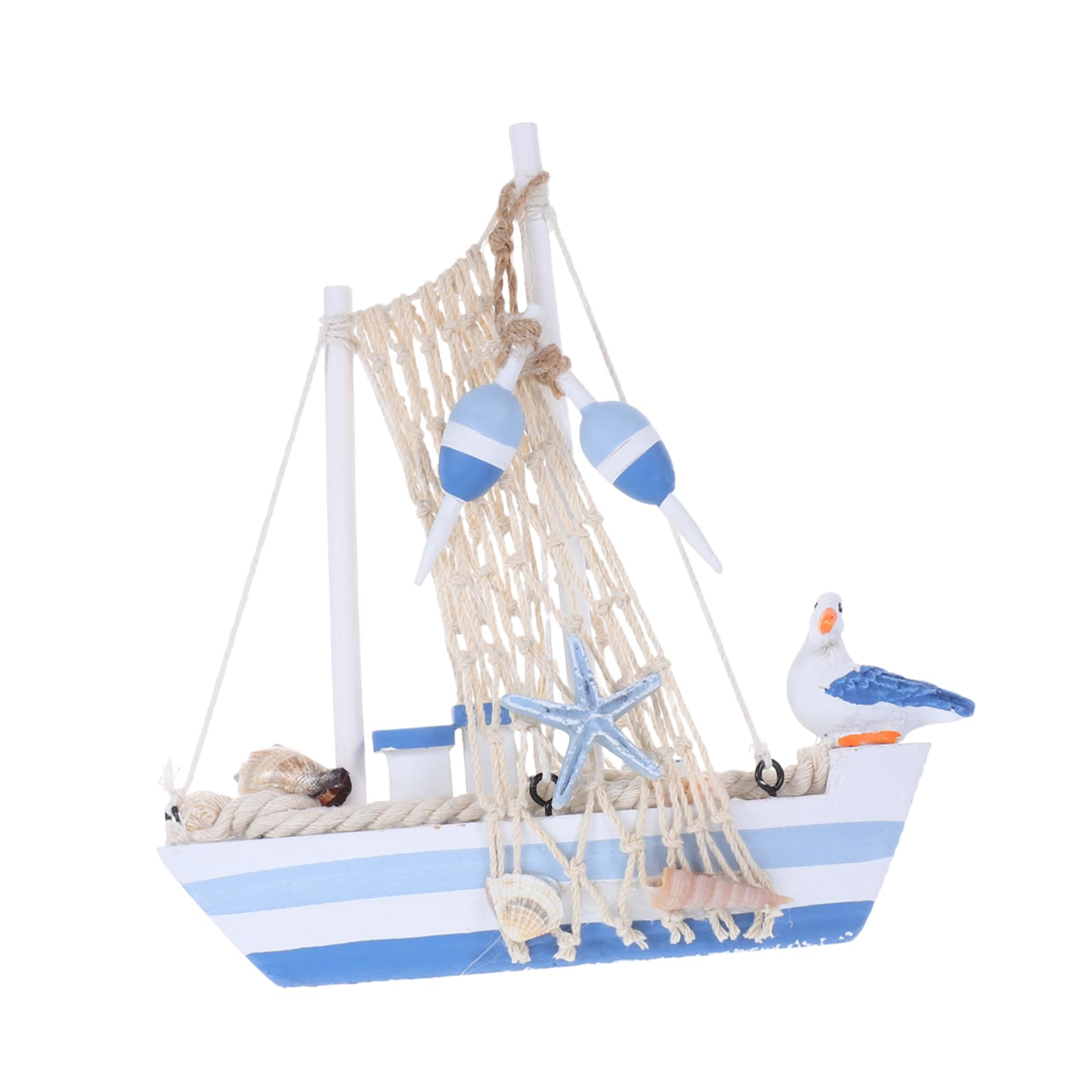 Healifty Mediterranean Sailboat Model Wooden Desktop Decoration with Seabird Design for Nautical Decor Office Tables and