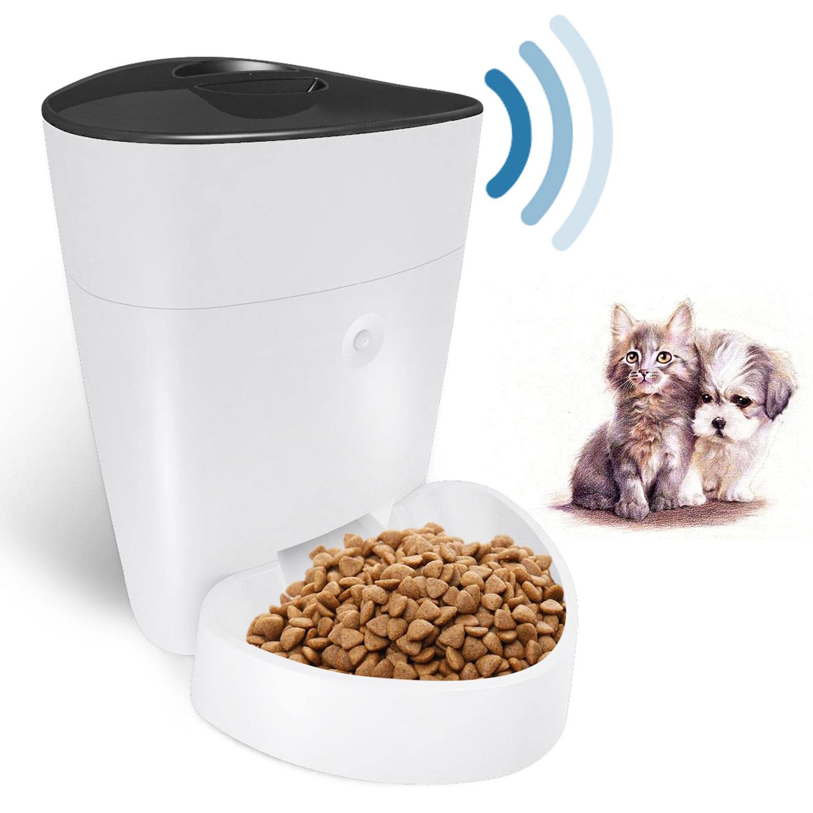 Alimentador Automático para Mascotas Dispensador de Comida Control Remoto Manual Temporizador Inteligente Grabadora de Voz Adecuado para Perros Gatos