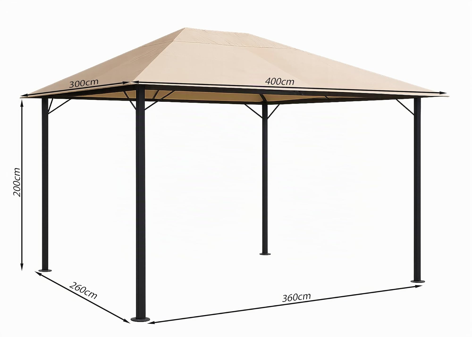 QUICK STAR Metall Garten Pavillon Nizza 3x4m Sand mit 4 Seitenteilen Partyzelt