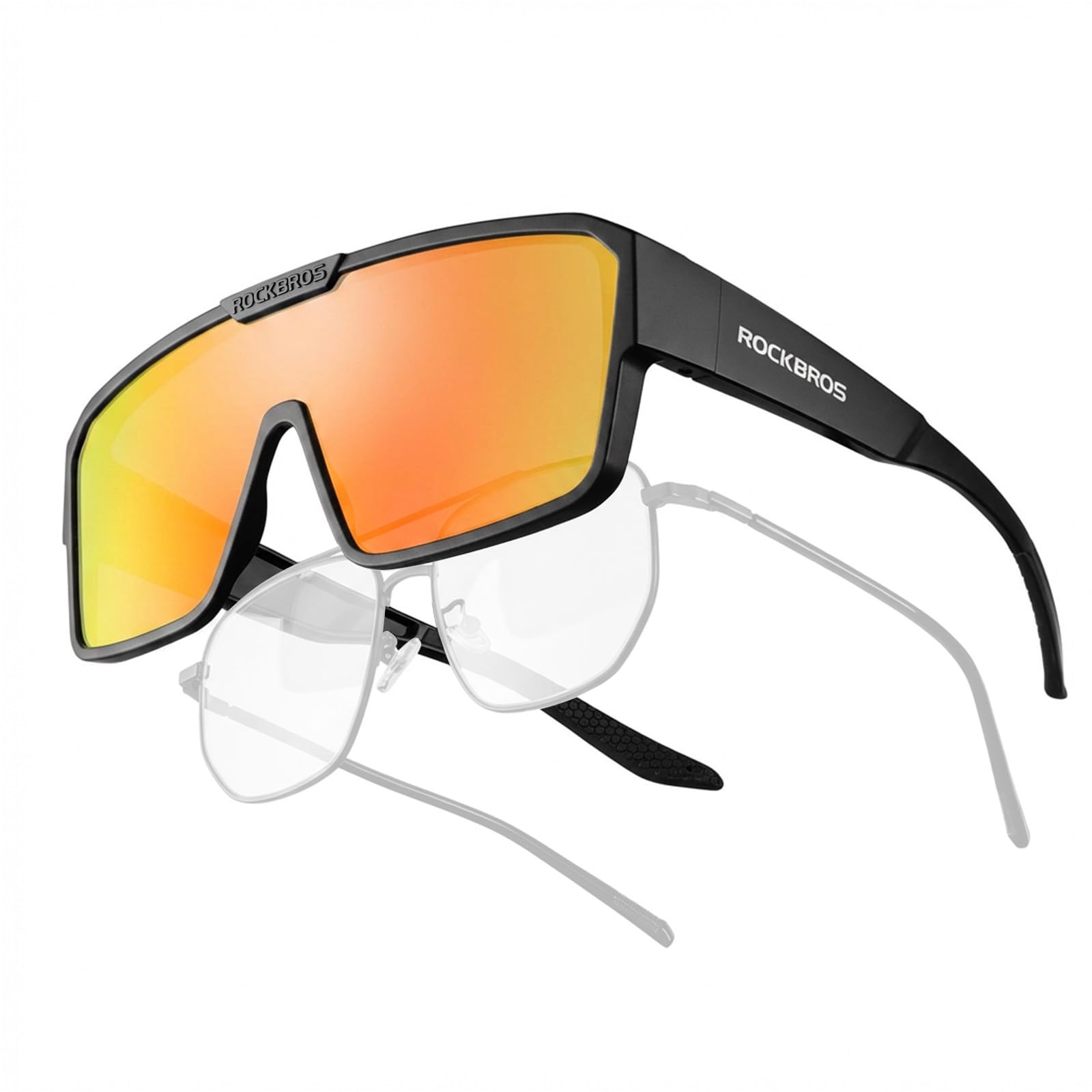 ROCKBROS Polarized Sunglasses Fit Over Glasses Women Men UV400 Polarized Cycling Glasses,Wrap Around Sunglasses for Driving Cycling