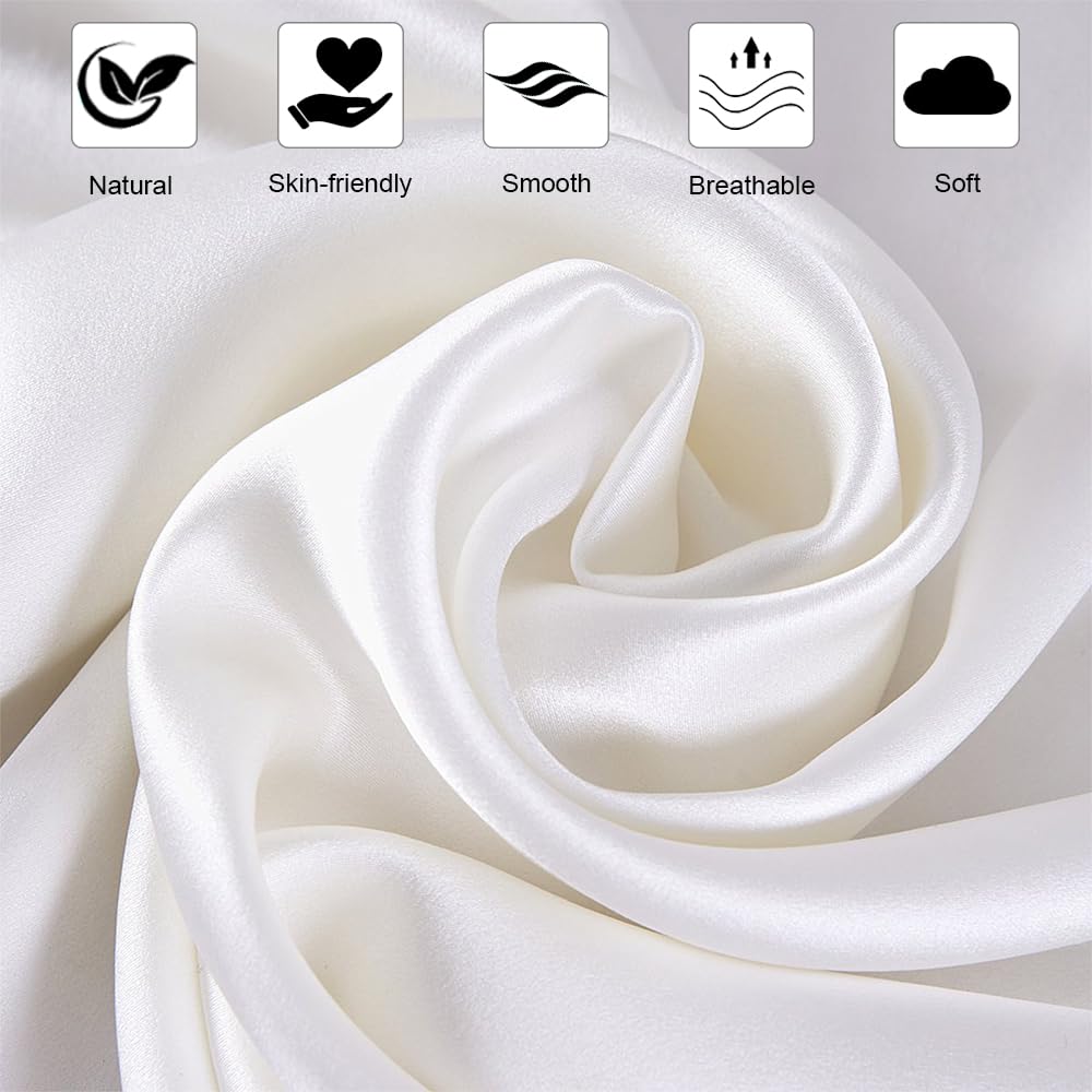 Ravmix 21 Momme 100% Mulberry Silk Pillow Case Standard 20x26, Ivory White