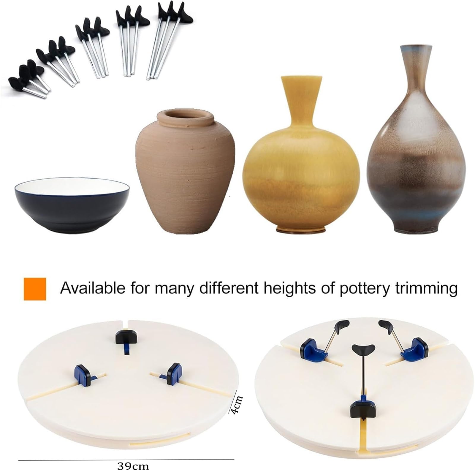 Regulowany zacisk gramofonu ceramicznego z dodatkowymi klipsami do rzeźbienia, naprawy i wirowania w ustawieniach rodzinnych, szkolnych i hobbystycznych