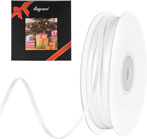 LIUYAXI Cinta de satén blanca de doble cara, 18 pulgadas x 100 yardas, cintas finas perfectas para envolver regalos, tarjeta de invitación de boda,