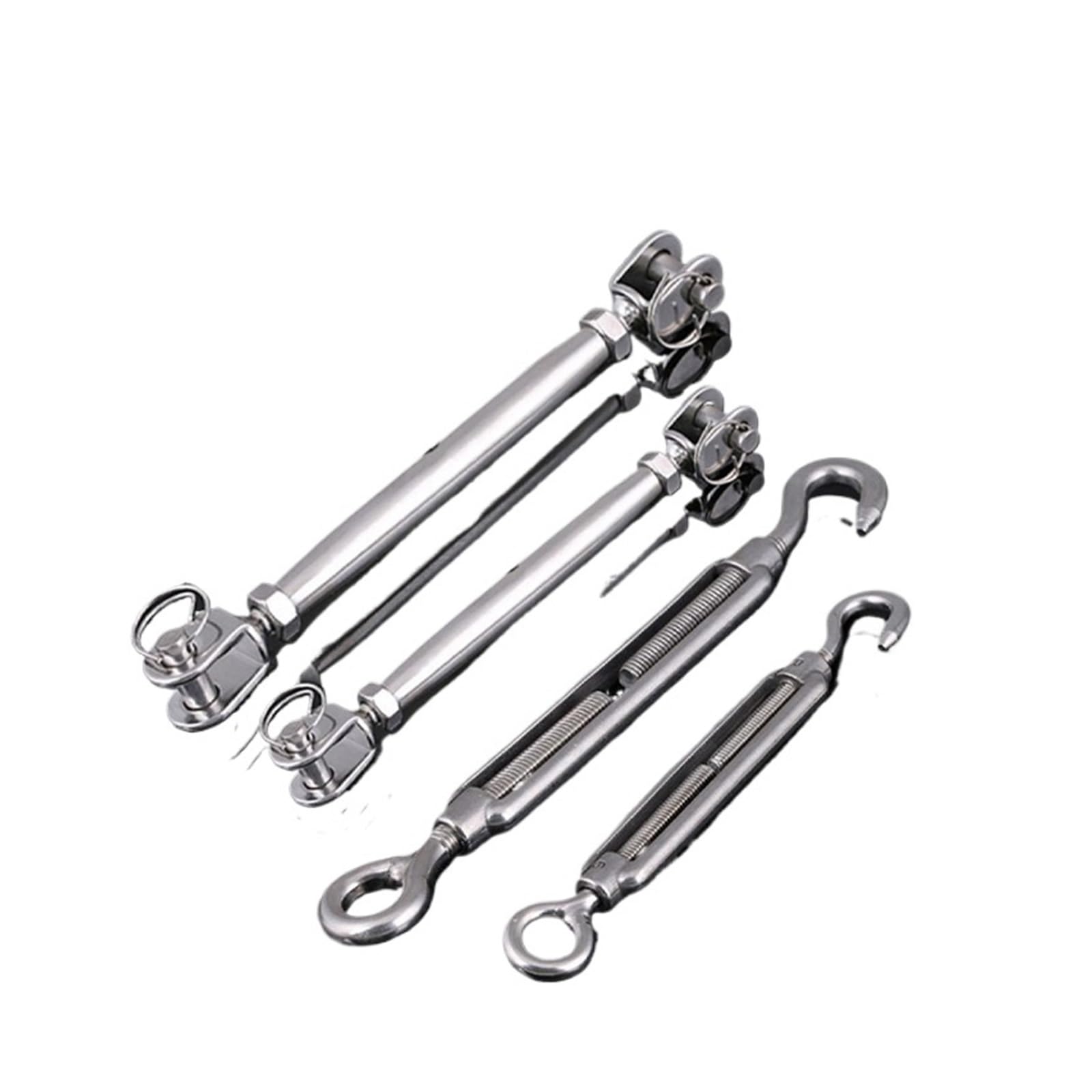 YDHSIKK Turnbuckle Wire Tensioner, 304 Stainless Steel Hook Eye Turnbuckle Bolt Rigging Screw M4 M5 M6 M8 M10(Style A,M5)